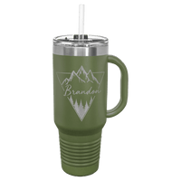 40 oz. Engraved Travel Cup with Handle and Straw