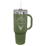 40 oz. Engraved Travel Cup with Handle and Straw