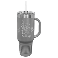 40 oz. Engraved Travel Cup with Handle and Straw