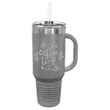 40 oz. Engraved Travel Cup with Handle and Straw