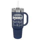40 oz. Engraved Travel Cup with Handle and Straw