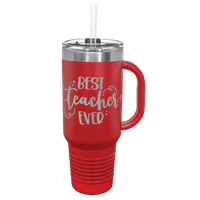 40 oz. Engraved Travel Cup with Handle and Straw