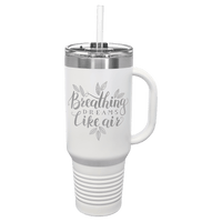 40 oz. Engraved Travel Cup with Handle and Straw