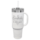 40 oz. Engraved Travel Cup with Handle and Straw