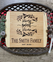 Personalized Engraved Natural Bamboo Cutting Board - Texas Home - Two-Tone Bamboo Wood - Kitchen Decor - Mother's Day Gift - Family Name