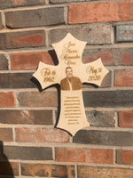 Personalized Wood Photo Cross Decor - Baltic Birch Natural Wood - Forever in our Hearts