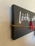 36” Look What I Made - Kids Artwork Display Personalized Art Board - Stained Solid Wood with Permanent Vinyl Letters - Customized