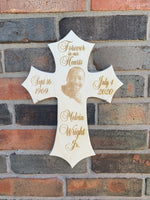 Personalized Wood Photo Cross Decor - Baltic Birch Natural Wood - Forever in our Hearts