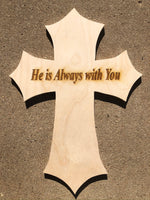 Personalized Wood Photo Cross Decor - Baltic Birch Natural Wood - Forever in our Hearts