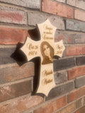 Personalized Wood Photo Cross Decor - Baltic Birch Natural Wood - Forever in our Hearts