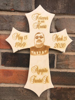 Personalized Wood Photo Cross Decor - Baltic Birch Natural Wood - Forever in our Hearts