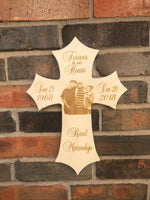 Personalized Wood Photo Cross Decor - Baltic Birch Natural Wood - Forever in our Hearts