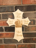 Personalized Wood Photo Cross Decor - Baltic Birch Natural Wood - Forever in our Hearts