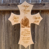 Personalized Wood Photo Cross Decor - Baltic Birch Natural Wood - Forever in our Hearts