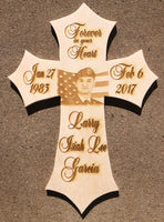 Personalized Wood Photo Cross Decor - Baltic Birch Natural Wood - Forever in our Hearts