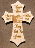 Personalized Wood Photo Cross Decor - Baltic Birch Natural Wood - Forever in our Hearts