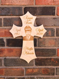 Personalized Wood Photo Cross Decor - Baltic Birch Natural Wood - Forever in our Hearts